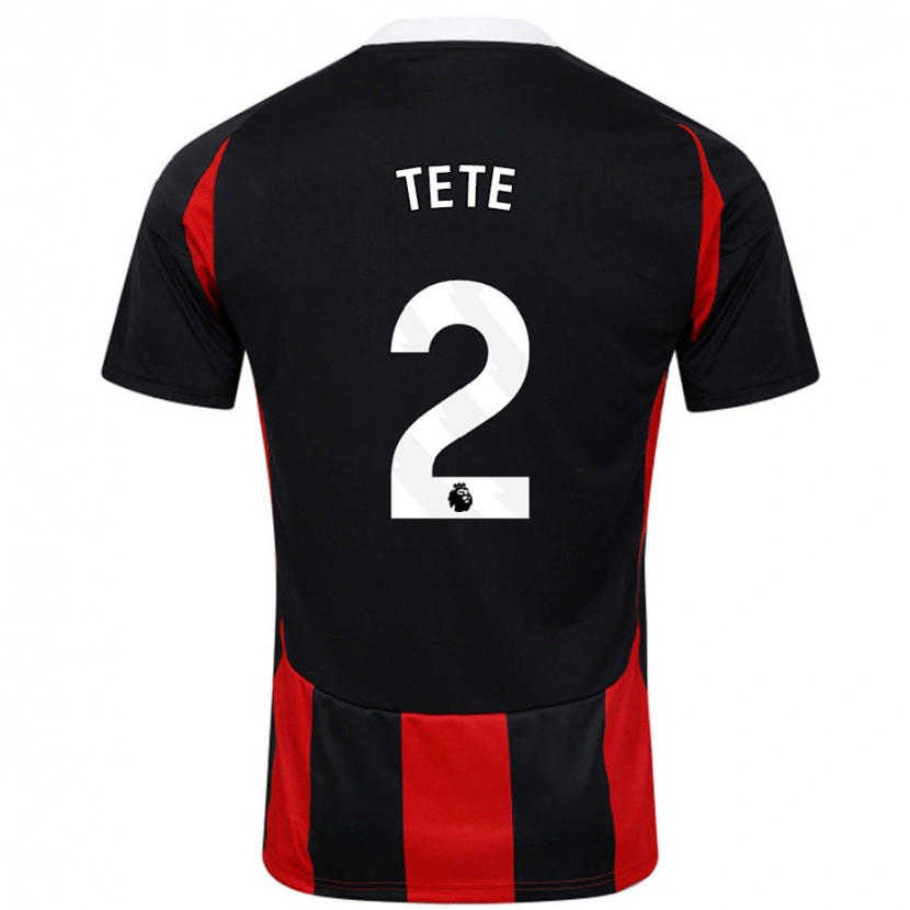 Danxen Män Kenny Tete #2 Svart Röd Bortatröja Matchtröjor 2024/25 Tröjor T-Tröja