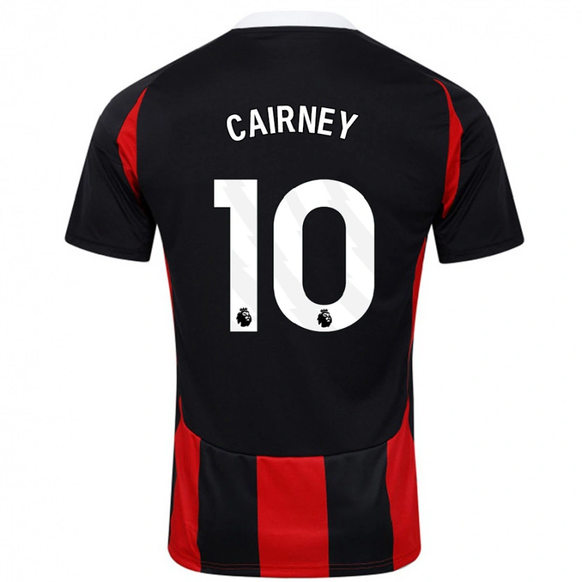 Danxen Män Tom Cairney #10 Svart Röd Bortatröja Matchtröjor 2024/25 Tröjor T-Tröja