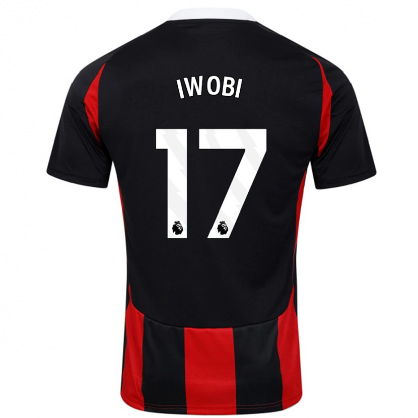 Danxen Män Alex Iwobi #17 Svart Röd Bortatröja Matchtröjor 2024/25 Tröjor T-Tröja