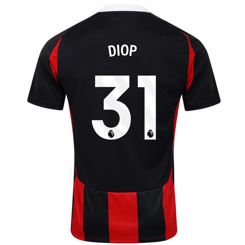 Danxen Män Issa Diop #31 Svart Röd Bortatröja Matchtröjor 2024/25 Tröjor T-Tröja
