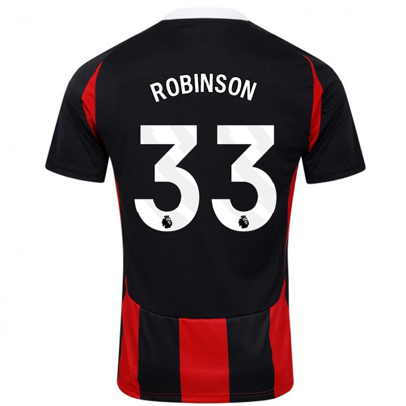 Danxen Män Antonee Robinson #33 Svart Röd Bortatröja Matchtröjor 2024/25 Tröjor T-Tröja