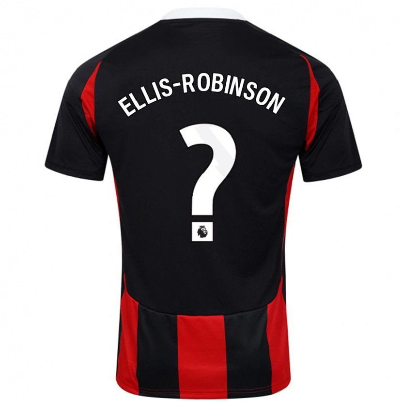 Danxen Män Eddie Ellis-Robinson #0 Svart Röd Bortatröja Matchtröjor 2024/25 Tröjor T-Tröja