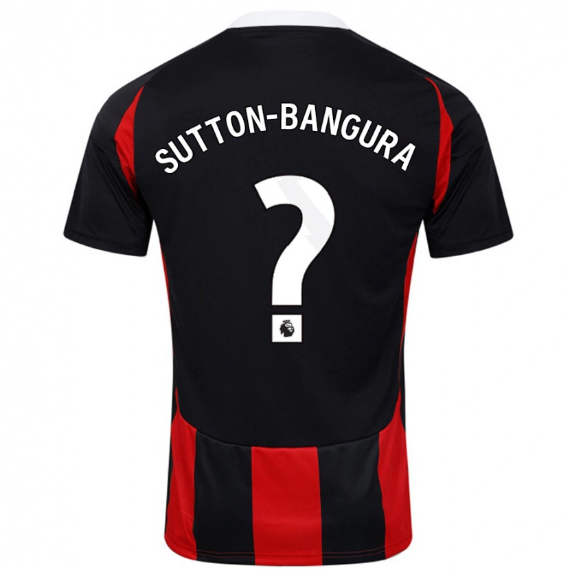 Danxen Män William Sutton-Bangura #0 Svart Röd Bortatröja Matchtröjor 2024/25 Tröjor T-Tröja