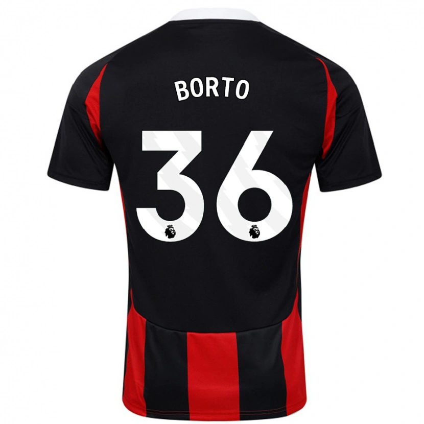 Danxen Män Alex Borto #36 Svart Röd Bortatröja Matchtröjor 2024/25 Tröjor T-Tröja