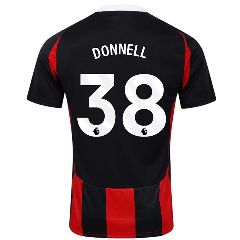 Danxen Män Chris Donnell #38 Svart Röd Bortatröja Matchtröjor 2024/25 Tröjor T-Tröja