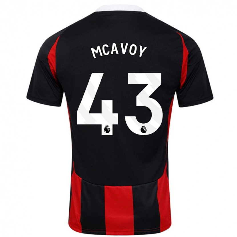 Danxen Män Connor Mcavoy #43 Svart Röd Bortatröja Matchtröjor 2024/25 Tröjor T-Tröja