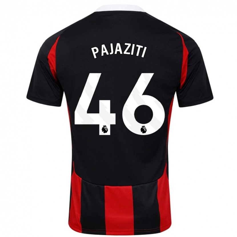 Danxen Män Adrion Pajaziti #46 Svart Röd Bortatröja Matchtröjor 2024/25 Tröjor T-Tröja