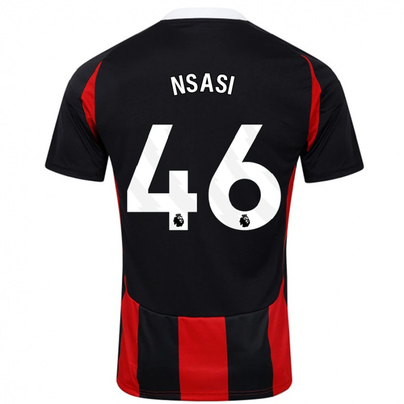 Danxen Män Eddie Nsasi #46 Svart Röd Bortatröja Matchtröjor 2024/25 Tröjor T-Tröja