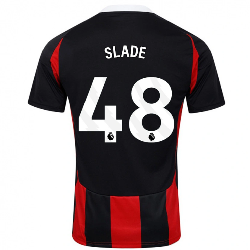 Danxen Män Bradley Slade #48 Svart Röd Bortatröja Matchtröjor 2024/25 Tröjor T-Tröja