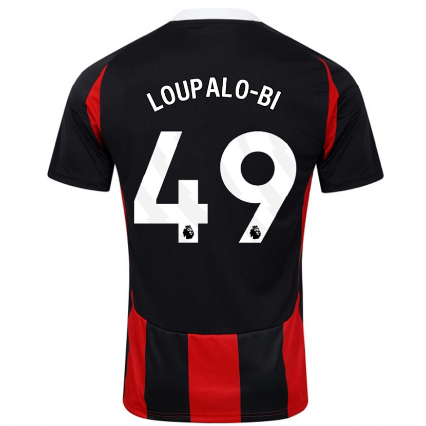 Danxen Män Aaron Loupalo-Bi #49 Svart Röd Bortatröja Matchtröjor 2024/25 Tröjor T-Tröja