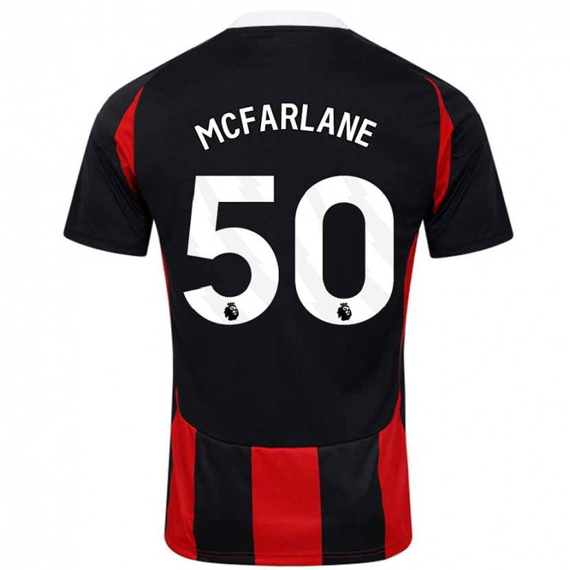 Danxen Män Callum Mcfarlane #50 Svart Röd Bortatröja Matchtröjor 2024/25 Tröjor T-Tröja