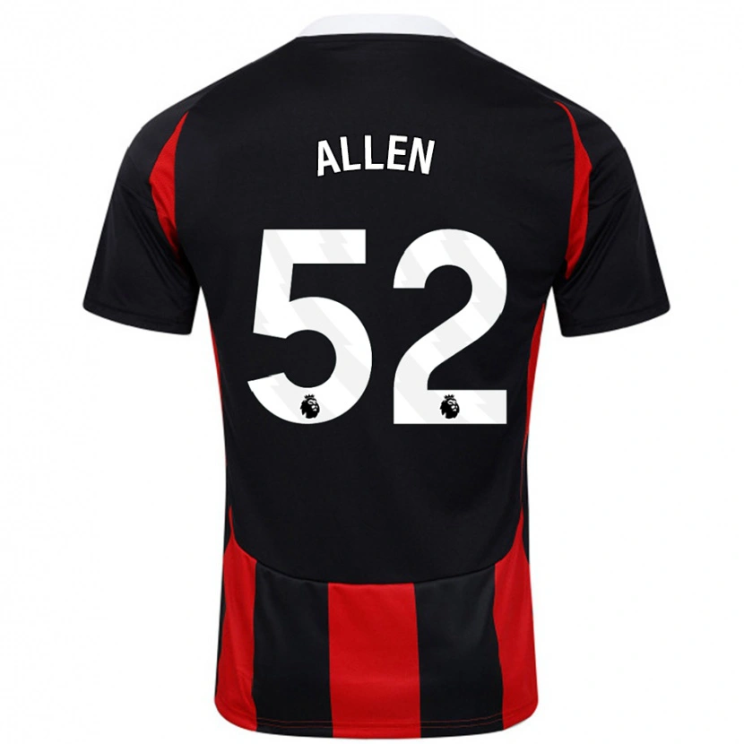 Danxen Män Michael Allen #52 Svart Röd Bortatröja Matchtröjor 2024/25 Tröjor T-Tröja