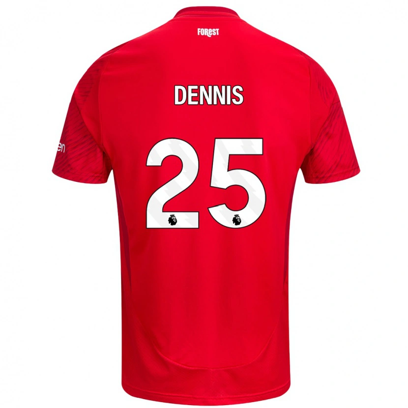 Danxen Kvinnor Emmanuel Dennis #25 Röd Vit Hemmatröja Matchtröjor 2024/25 Tröjor T-Tröja