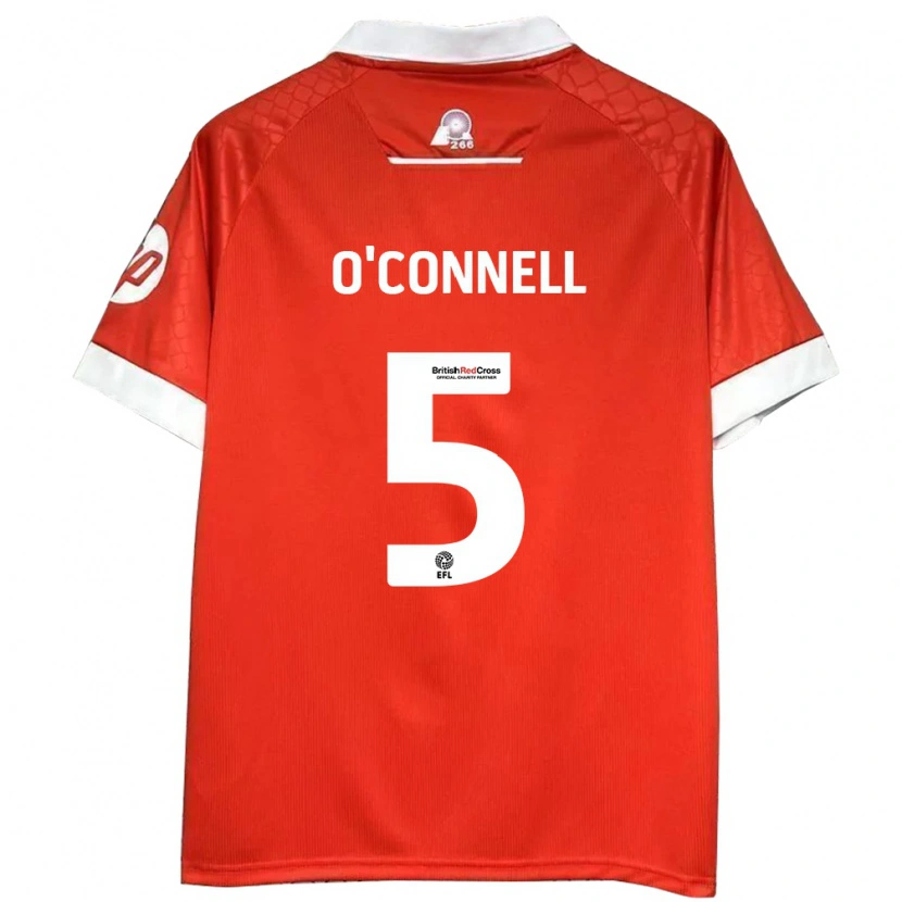 Danxen Kvinnor Eoghan O'connell #5 Röd Vit Hemmatröja Matchtröjor 2024/25 Tröjor T-Tröja