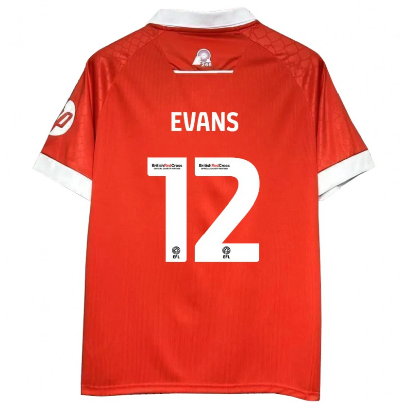 Danxen Kvinnor George Evans #12 Röd Vit Hemmatröja Matchtröjor 2024/25 Tröjor T-Tröja