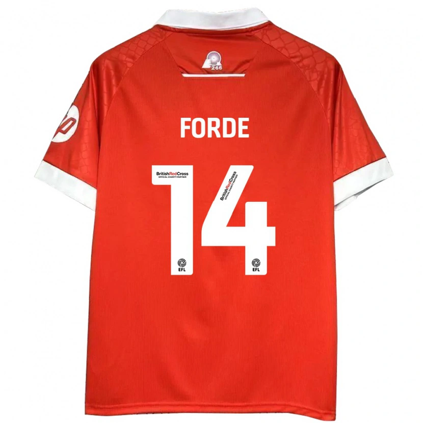 Danxen Kvinnor Anthony Forde #14 Röd Vit Hemmatröja Matchtröjor 2024/25 Tröjor T-Tröja