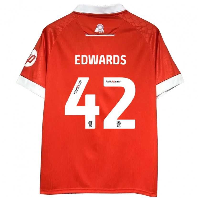 Danxen Kvinnor Callum Edwards #42 Röd Vit Hemmatröja Matchtröjor 2024/25 Tröjor T-Tröja