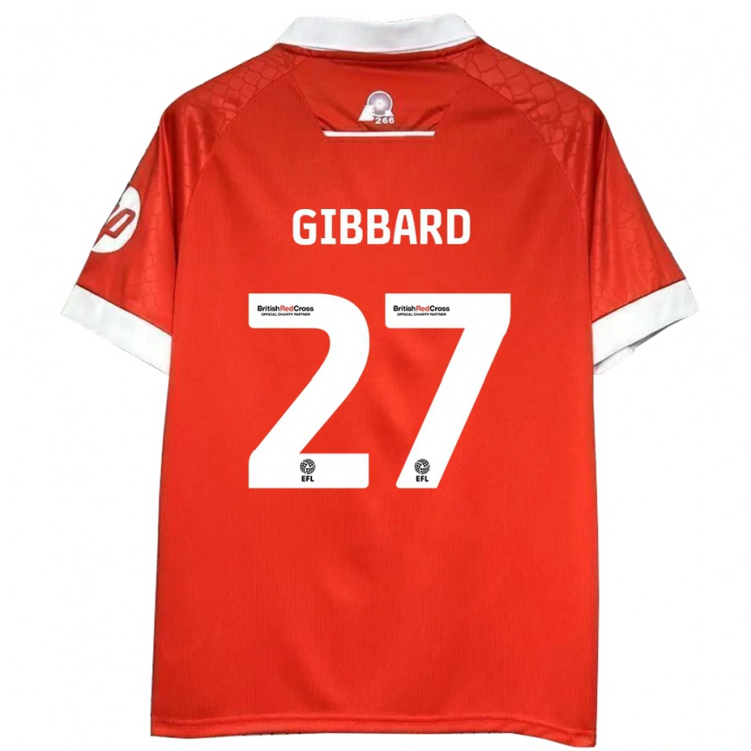 Danxen Kvinnor Mari Gibbard #27 Röd Vit Hemmatröja Matchtröjor 2024/25 Tröjor T-Tröja