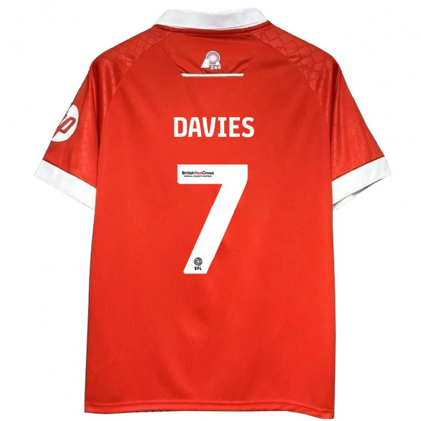 Danxen Kvinnor Jordan Davies #7 Röd Vit Hemmatröja Matchtröjor 2024/25 Tröjor T-Tröja