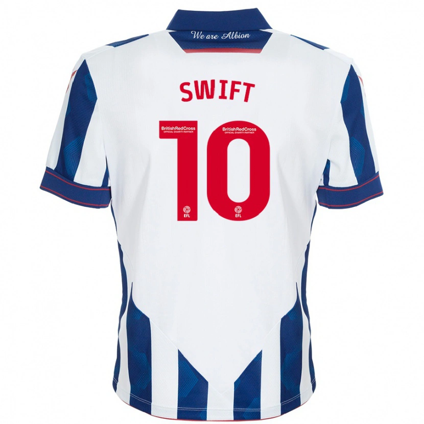 Danxen Kvinnor John Swift #10 Vit Mörkblå Hemmatröja Matchtröjor 2024/25 Tröjor T-Tröja