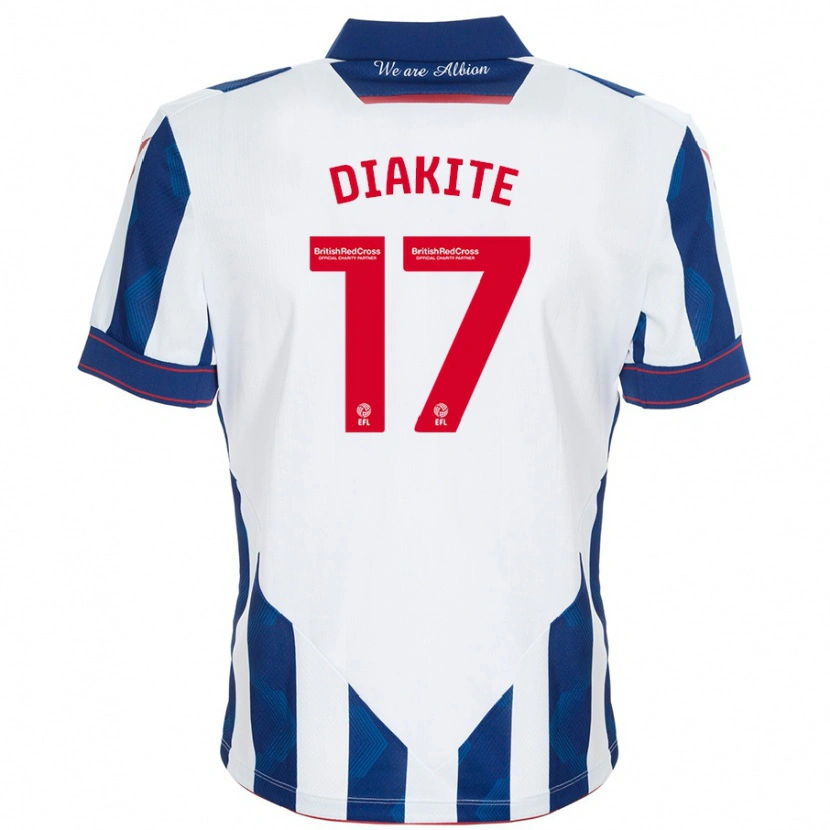 Danxen Kvinnor Ousmane Diakité #17 Vit Mörkblå Hemmatröja Matchtröjor 2024/25 Tröjor T-Tröja