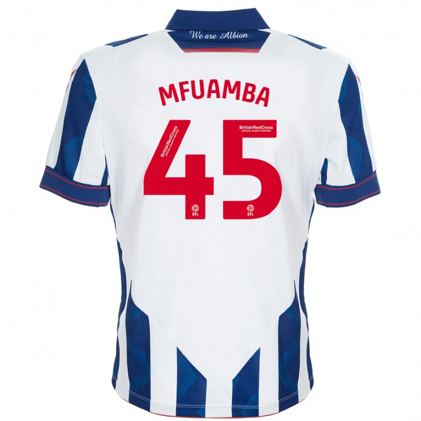 Danxen Kvinnor Kevin Mfuamba #45 Vit Mörkblå Hemmatröja Matchtröjor 2024/25 Tröjor T-Tröja