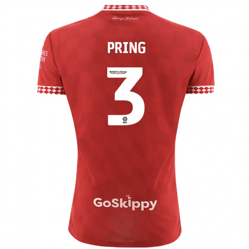 Danxen Kvinnor Cameron Pring #3 Röd Hemmatröja Matchtröjor 2024/25 Tröjor T-Tröja