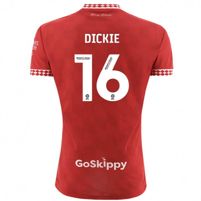 Danxen Kvinnor Rob Dickie #16 Röd Hemmatröja Matchtröjor 2024/25 Tröjor T-Tröja