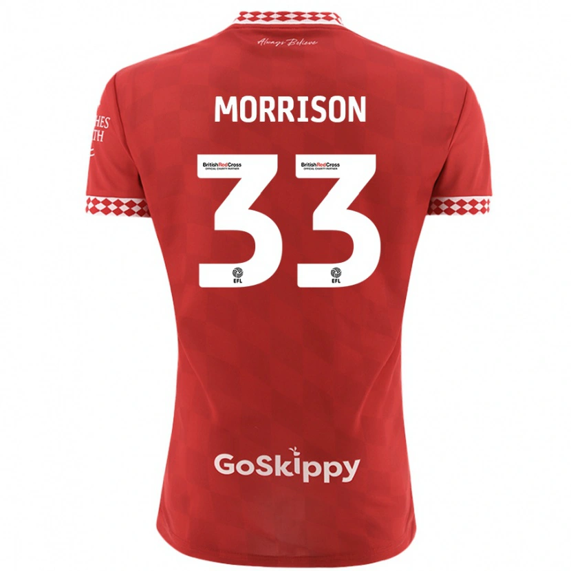 Danxen Kvinnor Elijah Morrison #33 Röd Hemmatröja Matchtröjor 2024/25 Tröjor T-Tröja