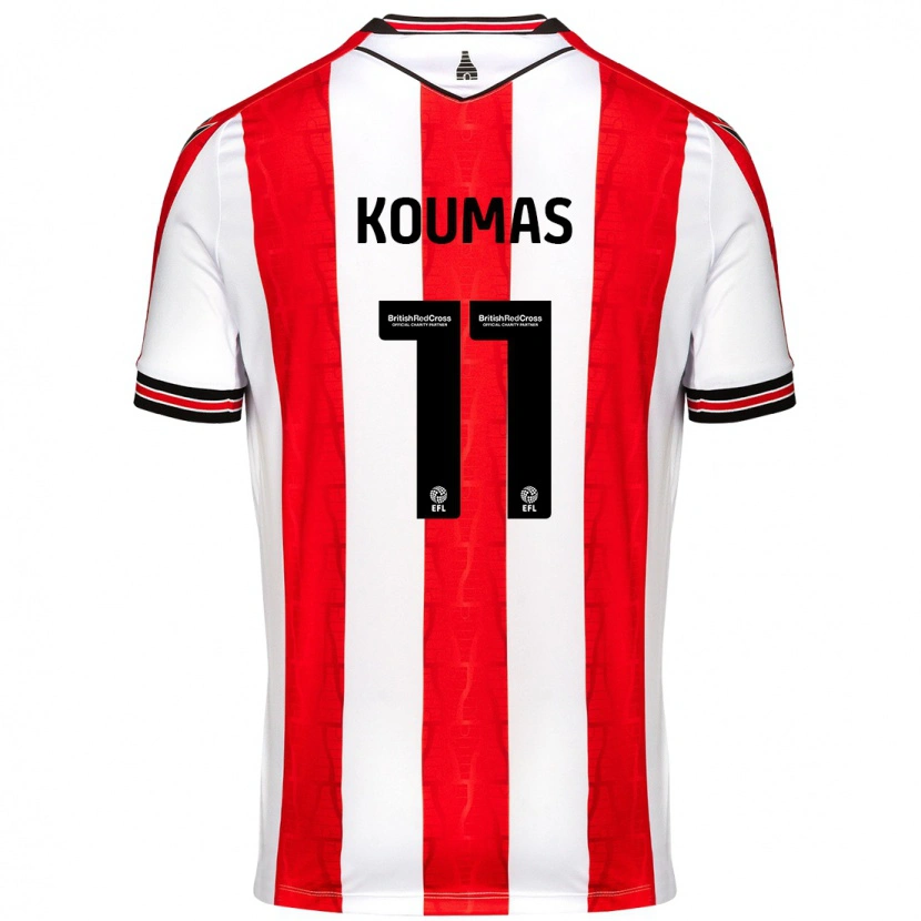 Danxen Kvinnor Lewis Koumas #11 Röd Vit Hemmatröja Matchtröjor 2024/25 Tröjor T-Tröja