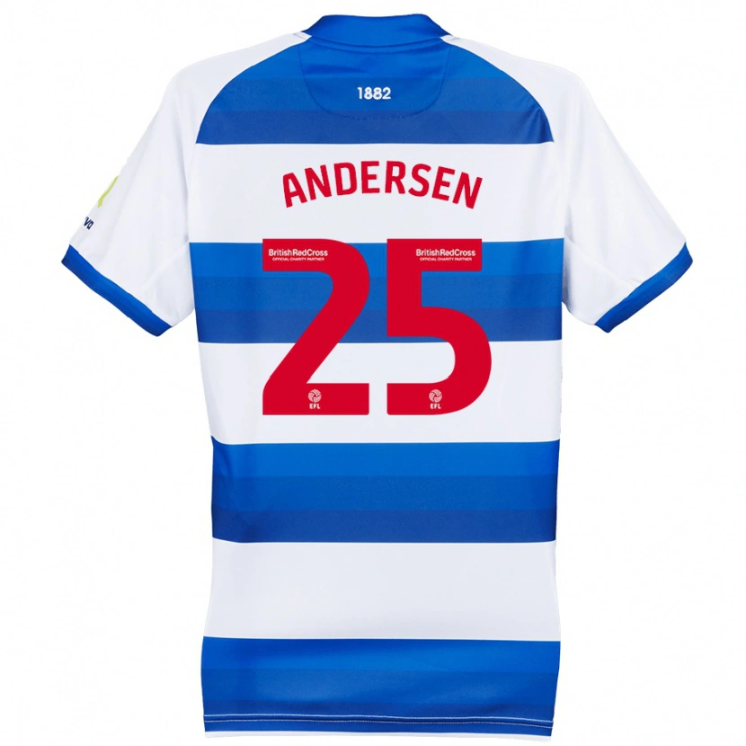 Danxen Kvinnor Lucas Andersen #25 Vit Blå Hemmatröja Matchtröjor 2024/25 Tröjor T-Tröja