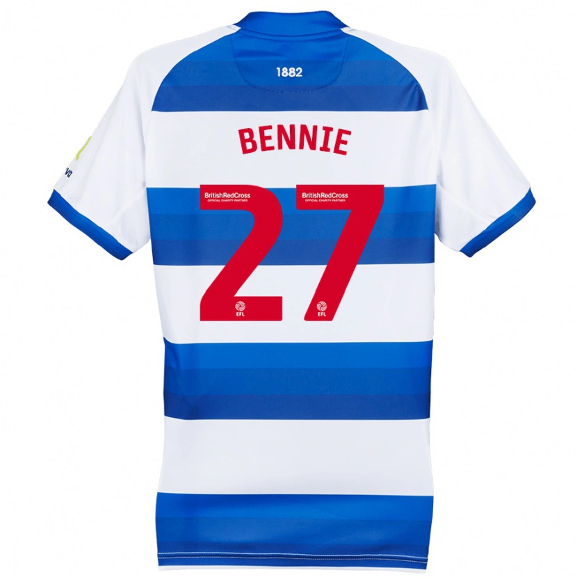 Danxen Kvinnor Daniel Bennie #27 Vit Blå Hemmatröja Matchtröjor 2024/25 Tröjor T-Tröja