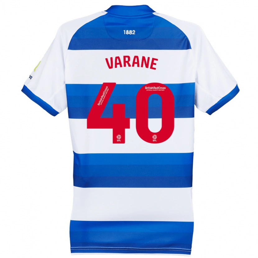 Danxen Kvinnor Jonathan Varane #40 Vit Blå Hemmatröja Matchtröjor 2024/25 Tröjor T-Tröja