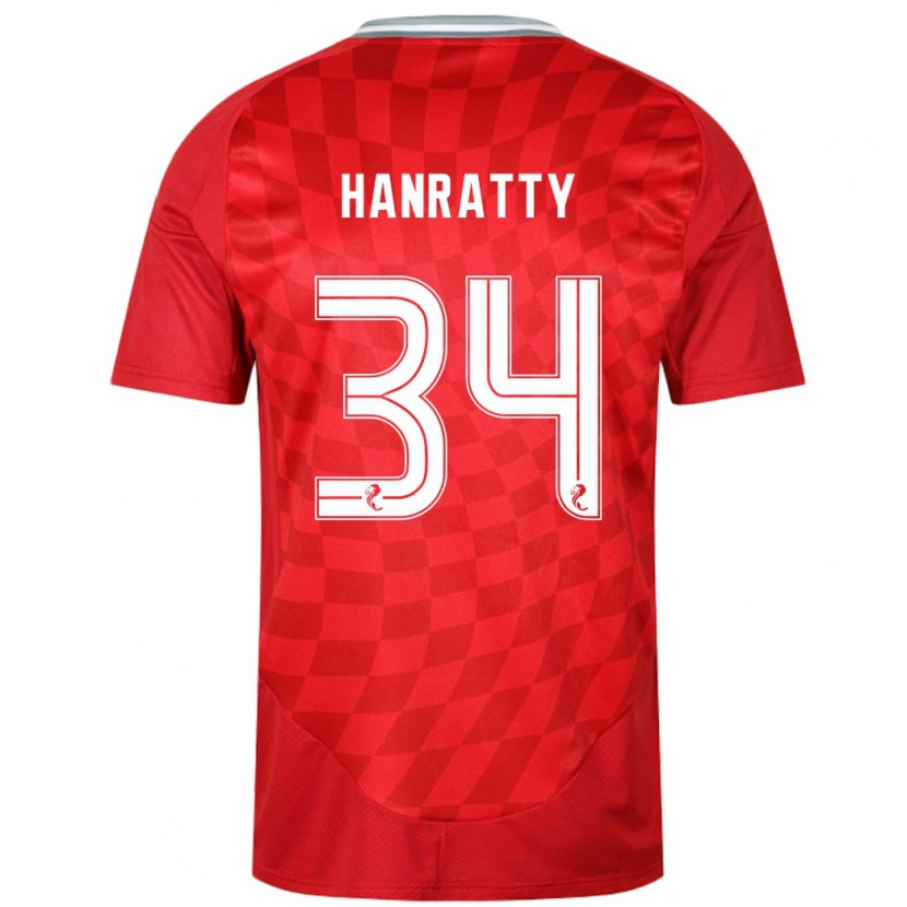 Danxen Kvinnor Kevin Hanratty #34 Röd Hemmatröja Matchtröjor 2024/25 Tröjor T-Tröja