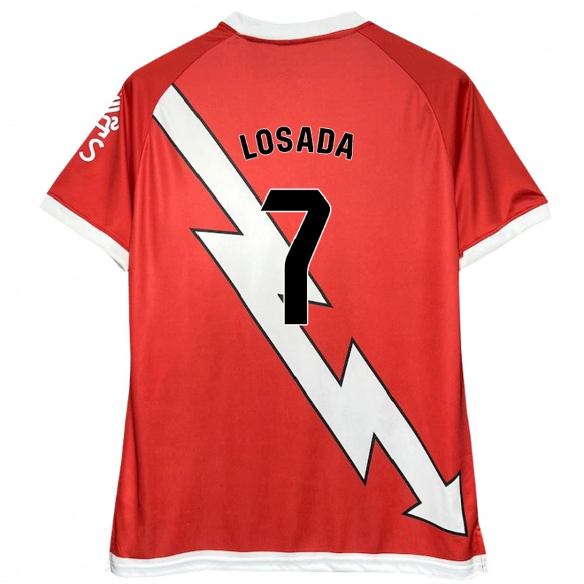 Danxen Kvinnor Juan Losada #7 Vit Röd Hemmatröja Matchtröjor 2024/25 Tröjor T-Tröja