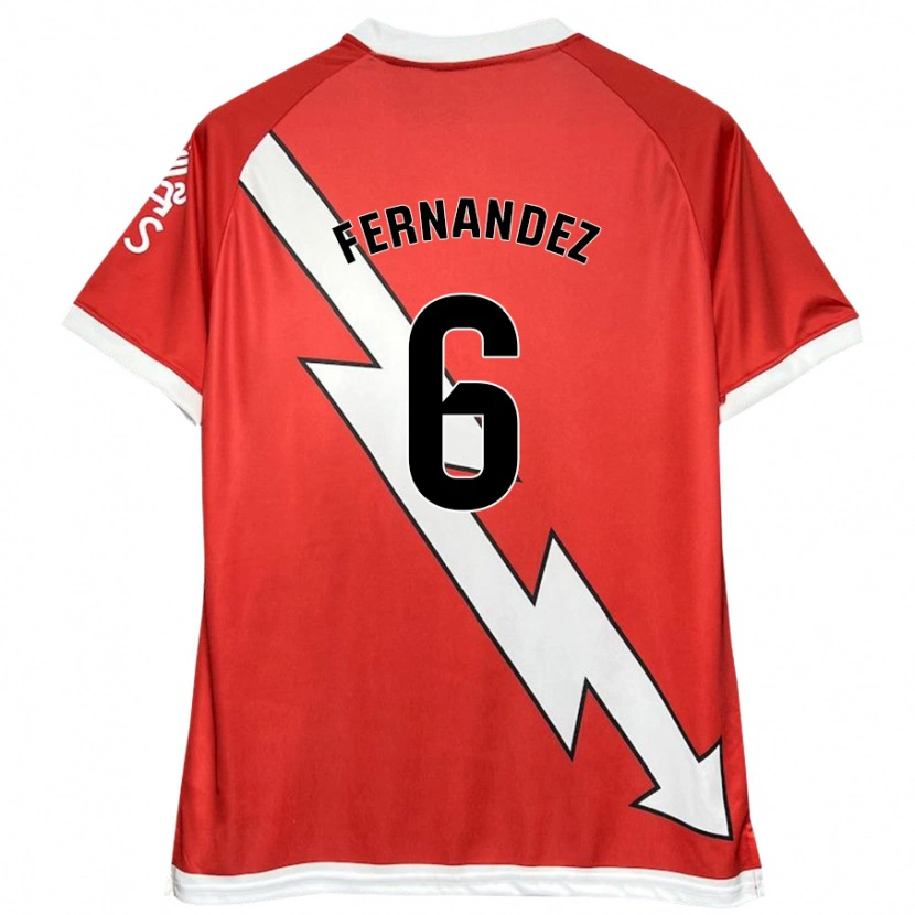 Danxen Kvinnor Paula Fernández #6 Vit Röd Hemmatröja Matchtröjor 2024/25 Tröjor T-Tröja