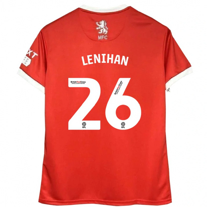 Danxen Kvinnor Darragh Lenihan #26 Röd Vit Hemmatröja Matchtröjor 2024/25 Tröjor T-Tröja