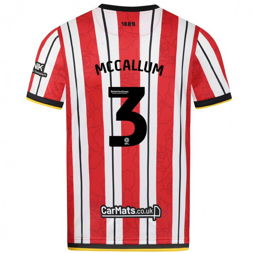 Danxen Kvinnor Sam Mccallum #3 Röda Vita Ränder Hemmatröja Matchtröjor 2024/25 Tröjor T-Tröja