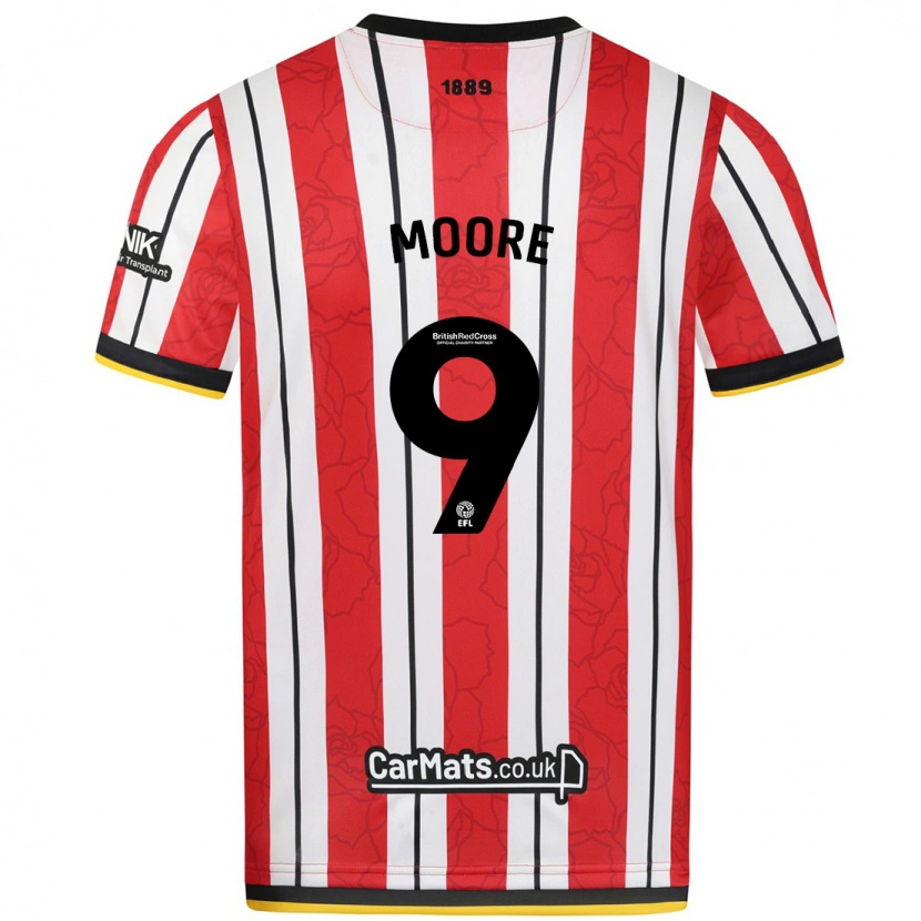 Danxen Kvinnor Kieffer Moore #9 Röda Vita Ränder Hemmatröja Matchtröjor 2024/25 Tröjor T-Tröja