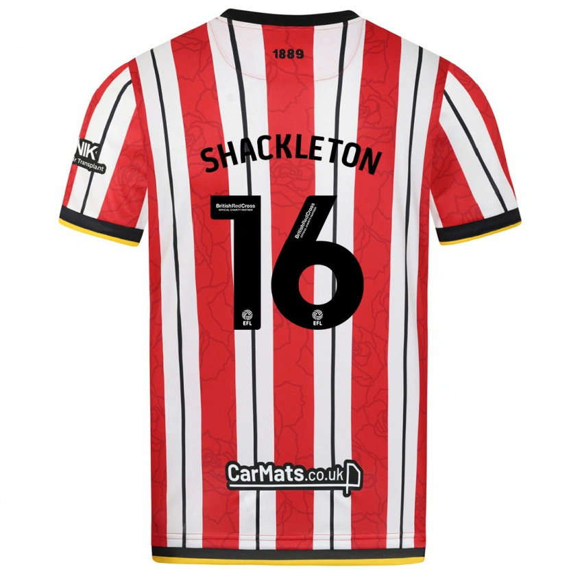 Danxen Kvinnor Jamie Shackleton #16 Röda Vita Ränder Hemmatröja Matchtröjor 2024/25 Tröjor T-Tröja