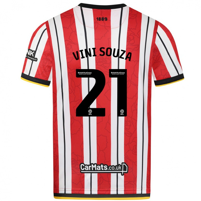 Danxen Kvinnor Vini Souza #21 Röda Vita Ränder Hemmatröja Matchtröjor 2024/25 Tröjor T-Tröja