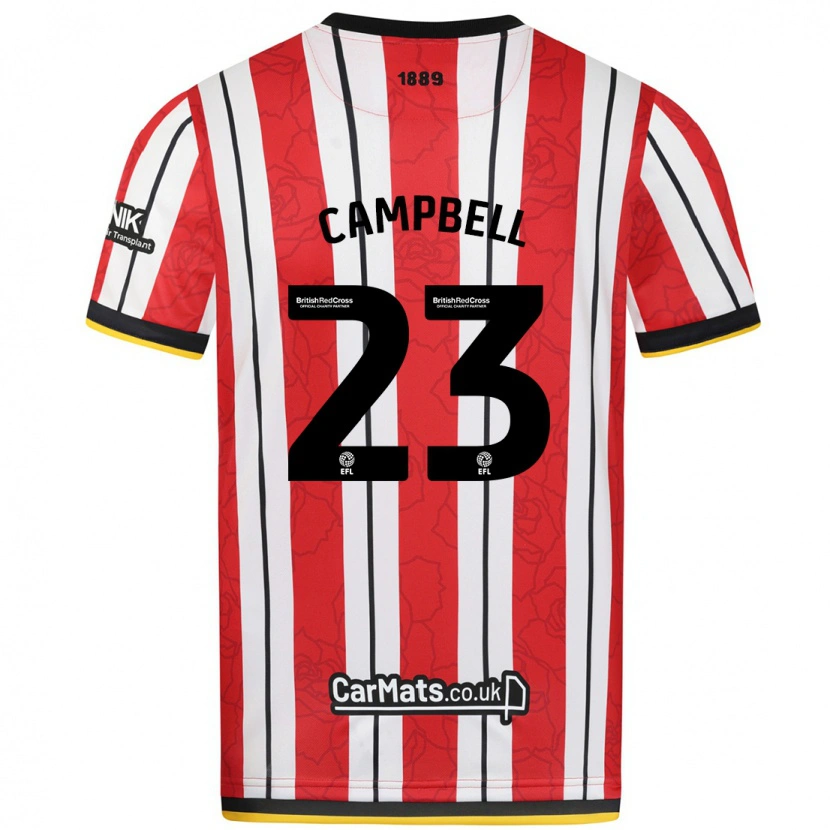 Danxen Kvinnor Tyrese Campbell #23 Röda Vita Ränder Hemmatröja Matchtröjor 2024/25 Tröjor T-Tröja