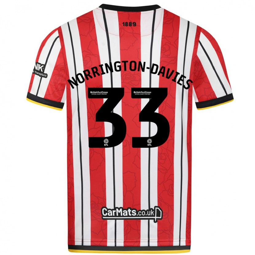 Danxen Kvinnor Rhys Norrington-Davies #33 Röda Vita Ränder Hemmatröja Matchtröjor 2024/25 Tröjor T-Tröja
