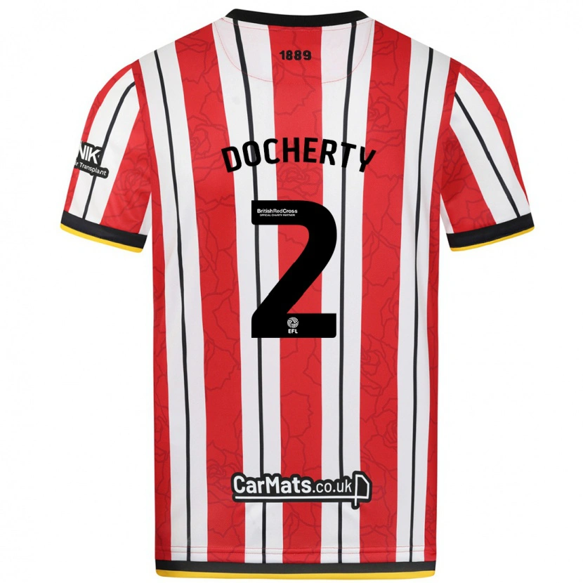 Danxen Kvinnor Charley Docherty #2 Röda Vita Ränder Hemmatröja Matchtröjor 2024/25 Tröjor T-Tröja