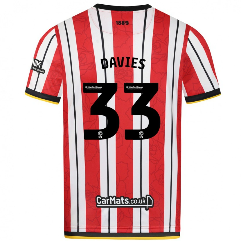 Danxen Kvinnor Bethan Davies #33 Röda Vita Ränder Hemmatröja Matchtröjor 2024/25 Tröjor T-Tröja