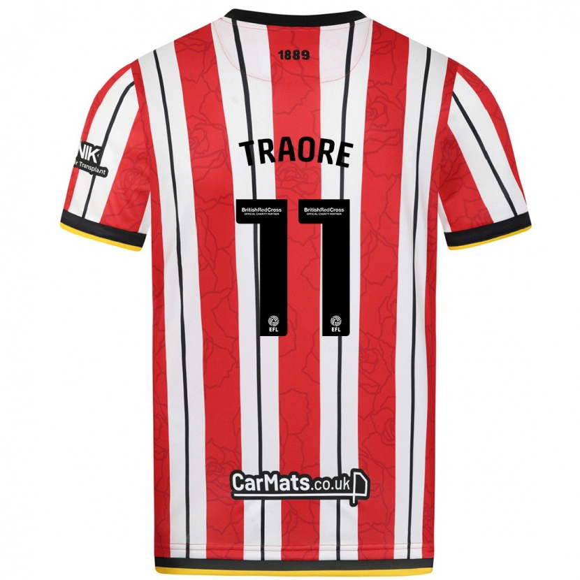Danxen Kvinnor Bénie Traoré #11 Röda Vita Ränder Hemmatröja Matchtröjor 2024/25 Tröjor T-Tröja