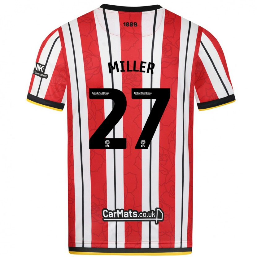 Danxen Kvinnor Lara Miller #27 Röda Vita Ränder Hemmatröja Matchtröjor 2024/25 Tröjor T-Tröja