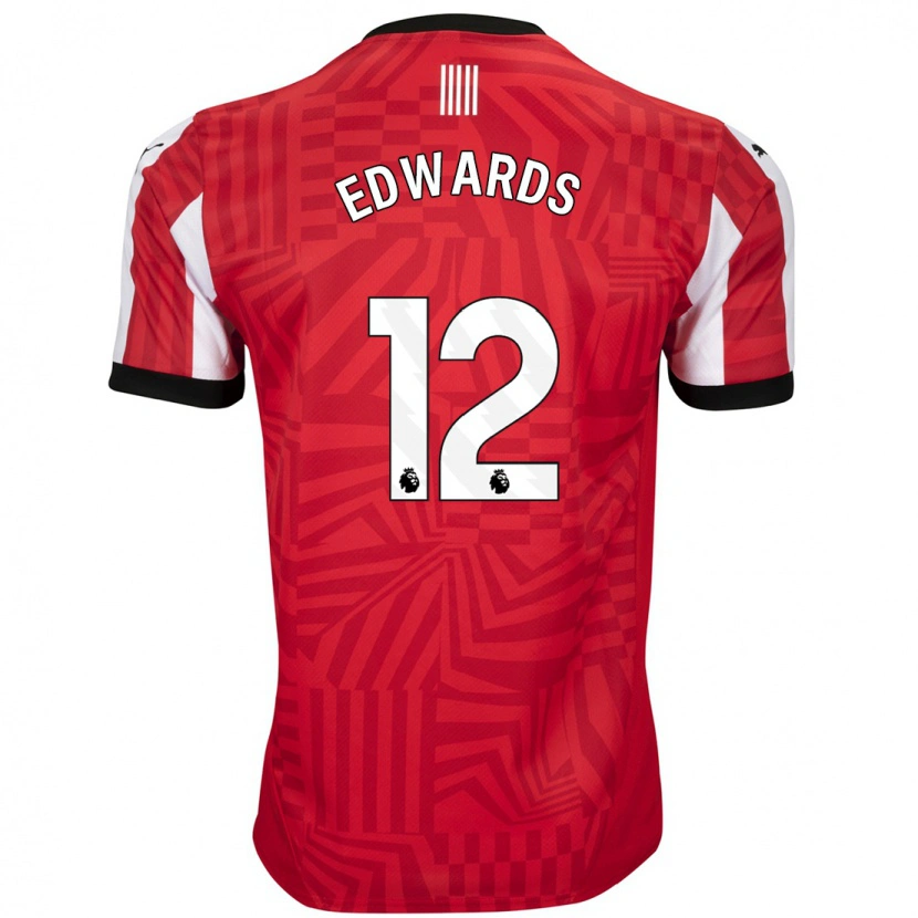 Danxen Kvinnor Ronnie Edwards #12 Röd Vit Hemmatröja Matchtröjor 2024/25 Tröjor T-Tröja
