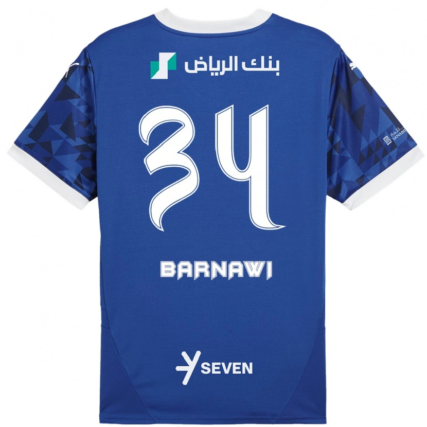 Danxen Kvinnor Saleh Barnawi #34 Mörkblå Vit Hemmatröja Matchtröjor 2024/25 Tröjor T-Tröja