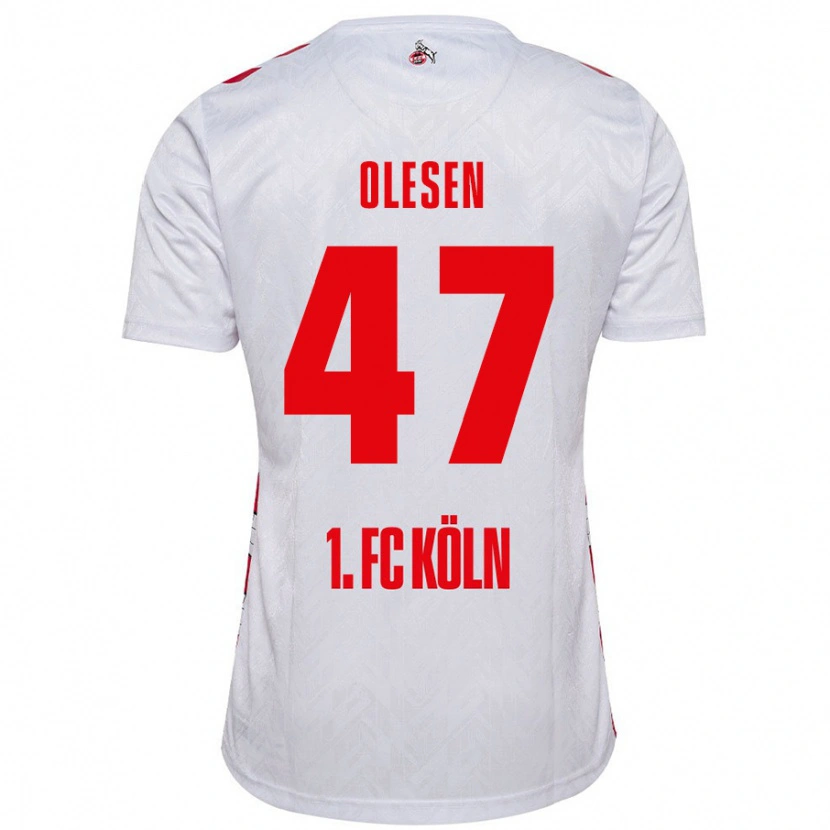 Danxen Kvinnor Mathias Olesen #47 Vit Röd Hemmatröja Matchtröjor 2024/25 Tröjor T-Tröja